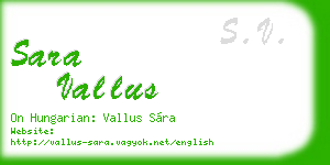 sara vallus business card